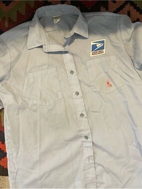 Postal Uniform Blue Brookfield Men's Work Shirt 44 REG w slight imperfection